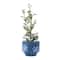 7&#x22; Blue &#x26; White Floral Stoneware Planter